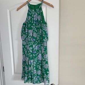 Green Floral Halter Dress